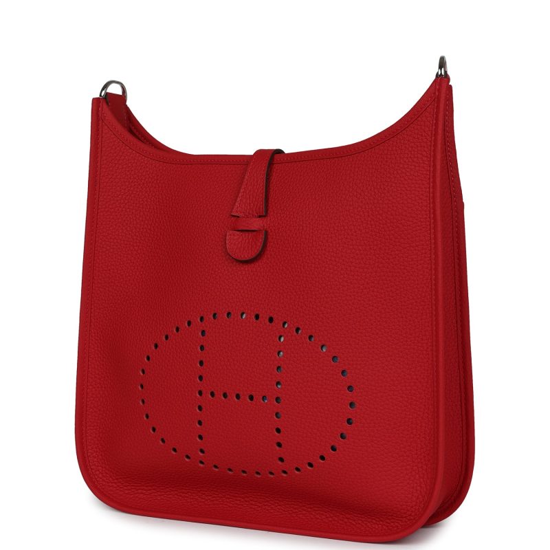 Hermes Evelyne III PM Vermillion Clemence Palladium Hardware - Image 3
