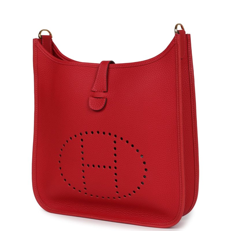 Hermes Evelyne III PM Vermillon Clemence Gold Hardware - Image 3