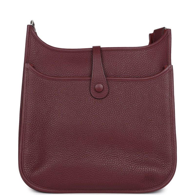 Hermes Evelyne III PM Bordeaux Clemence Palladium Hardware - Image 4