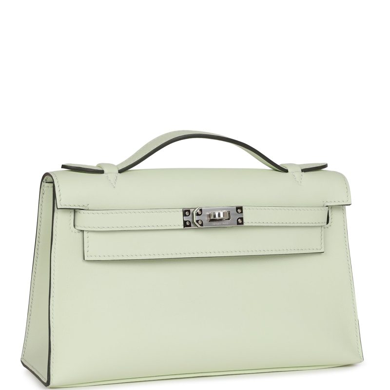 Hermes Kelly Pochette Vert Fizz Swift Palladium Hardware - Image 2