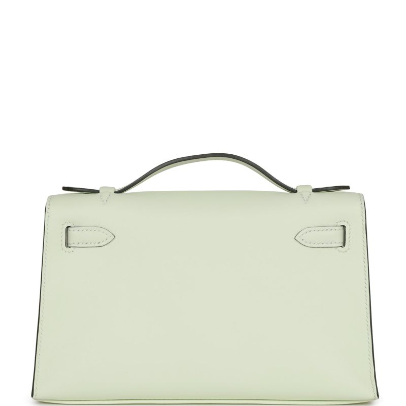 Hermes Kelly Pochette Vert Fizz Swift Palladium Hardware - Image 4