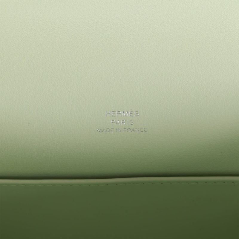 Hermes Kelly Pochette Vert Fizz Swift Palladium Hardware - Image 6
