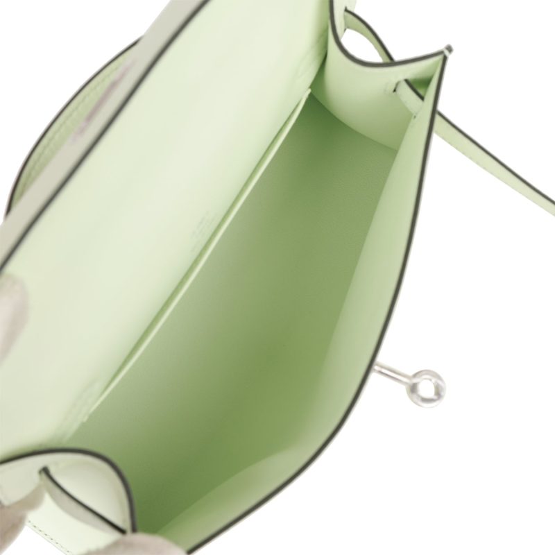 Hermes Kelly Pochette Vert Fizz Swift Palladium Hardware - Image 7