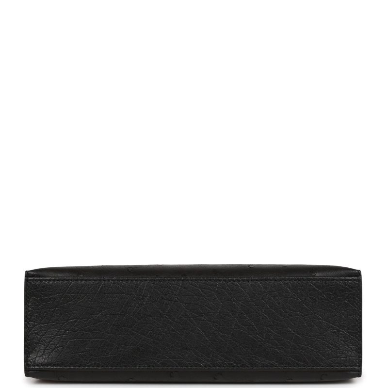 Hermes Kelly Pochette Black Ostrich Gold Hardware - Image 6
