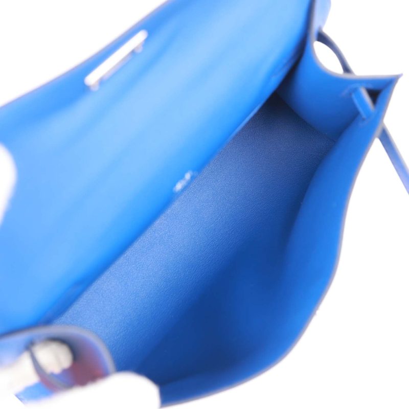 Hermes Kelly Pochette Bleu Royal Swift Palladium Hardware - Image 8