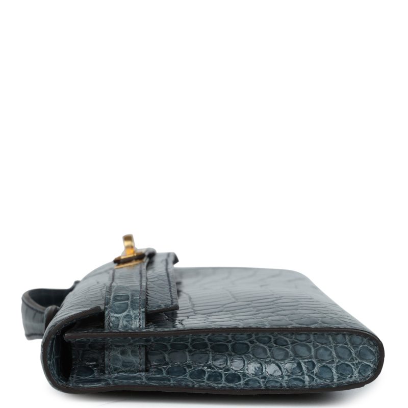 Hermes Kelly Cut Colvert Shiny Porosus Crocodile Gold Hardware - Image 5