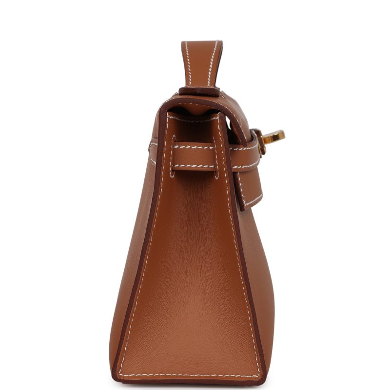 Hermes Kelly Pochette Gold Swift Gold Hardware - Image 4