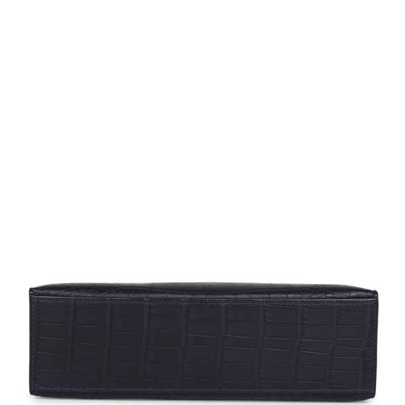 Hermes Kelly Pochette Bleu Indigo Matte Alligator Gold Hardware - Image 6