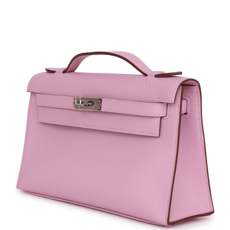 Hermes Kelly Pochette Mauve Sylvestre Swift Palladium Hardware - Image 3