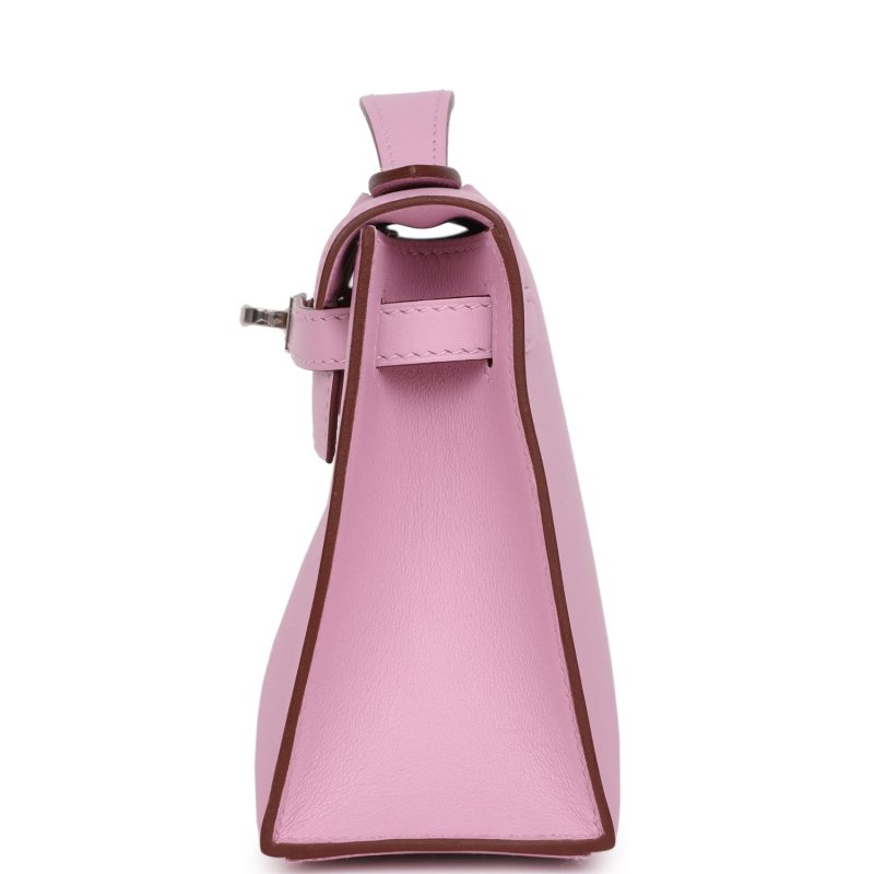 Hermes Kelly Pochette Mauve Sylvestre Swift Palladium Hardware - Image 4