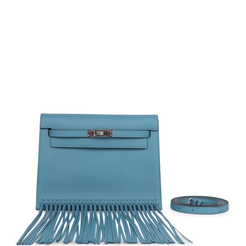 Hermes Kelly Danse Anate Blue Jean Swift Palladium Hardware - Image 5