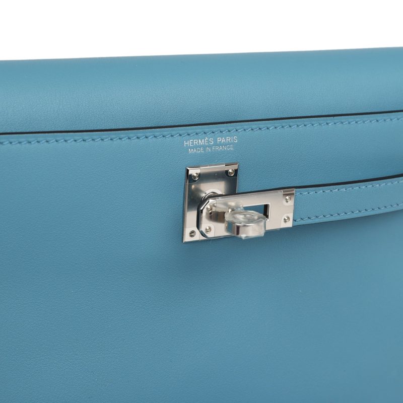 Hermes Kelly Danse Anate Blue Jean Swift Palladium Hardware - Image 7