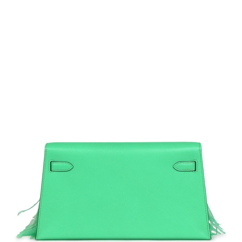 Hermes Kelly Elan Foile Vert Comics Chevre and Ostrich Feather Palladium Hardware - Image 5