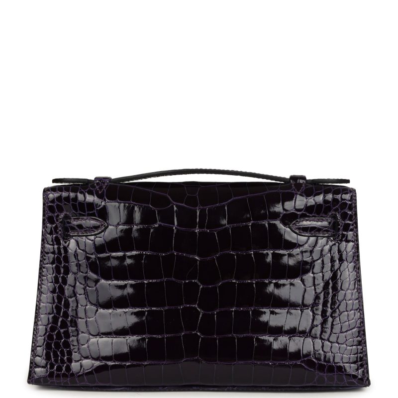 Hermes Kelly Pochette Amethyst Shiny Alligator Gold Hardware - Image 5