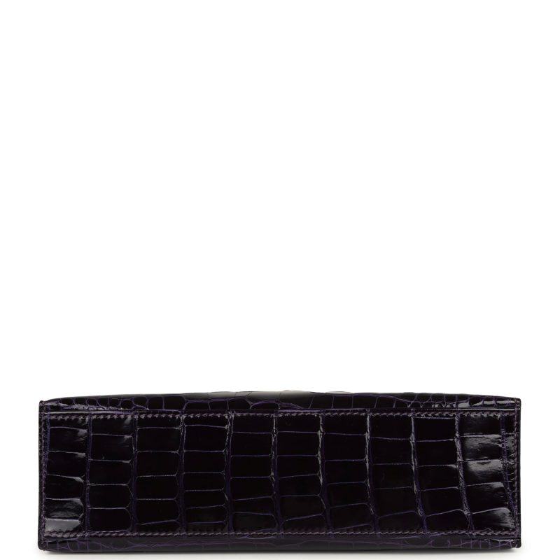 Hermes Kelly Pochette Amethyst Shiny Alligator Gold Hardware - Image 6