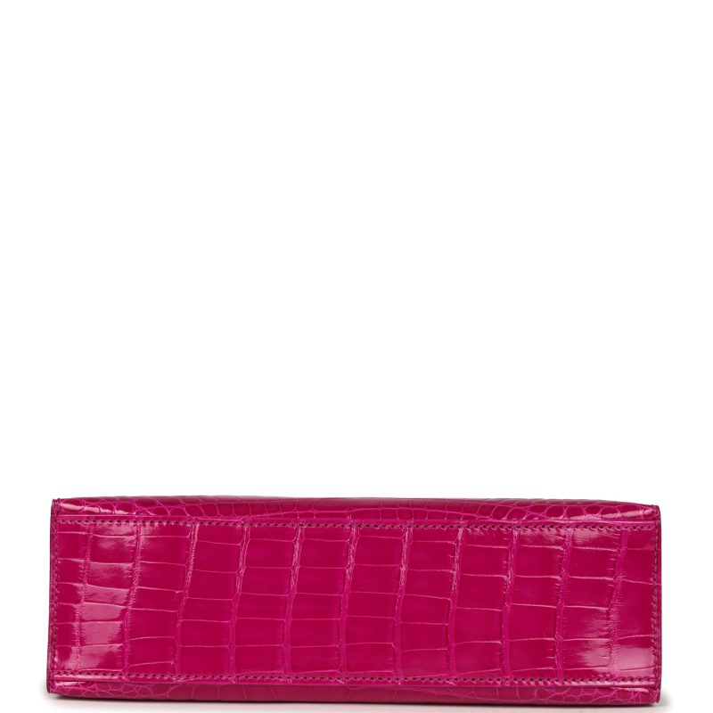 Hermes Kelly Pochette Rose Scheherazade Shiny Alligator Gold Hardware - Image 6