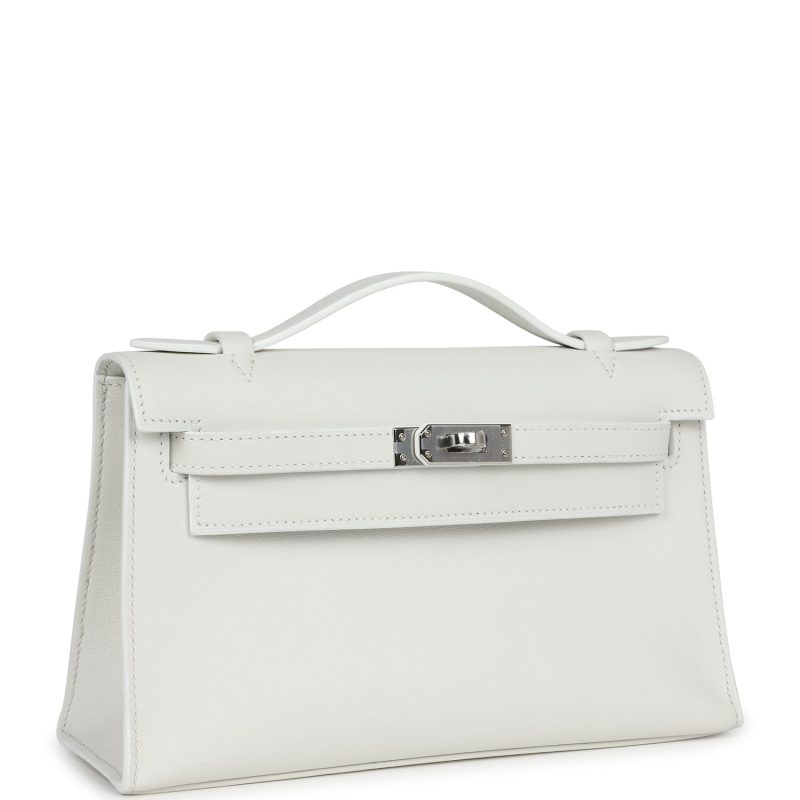 Hermes Kelly Pochette White Swift Palladium Hardware - Image 2