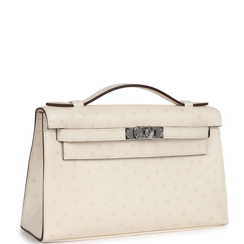 Hermes Kelly Pochette Nata Ostrich Palladium Hardware - Image 2