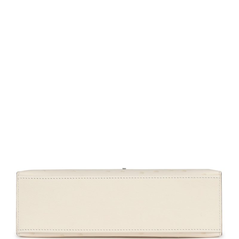 Hermes Kelly Pochette Nata Ostrich Palladium Hardware - Image 6