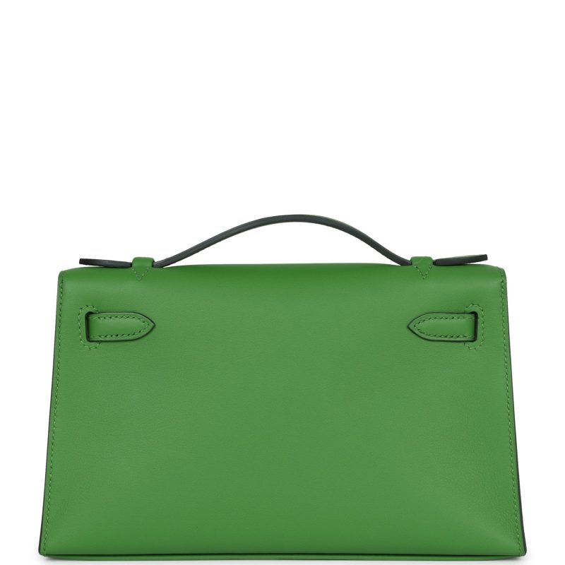 Hermes Kelly Pochette Vert Yucca Swift Gold Hardware - Image 5