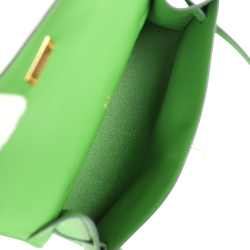 Hermes Kelly Pochette Vert Yucca Swift Gold Hardware - Image 8