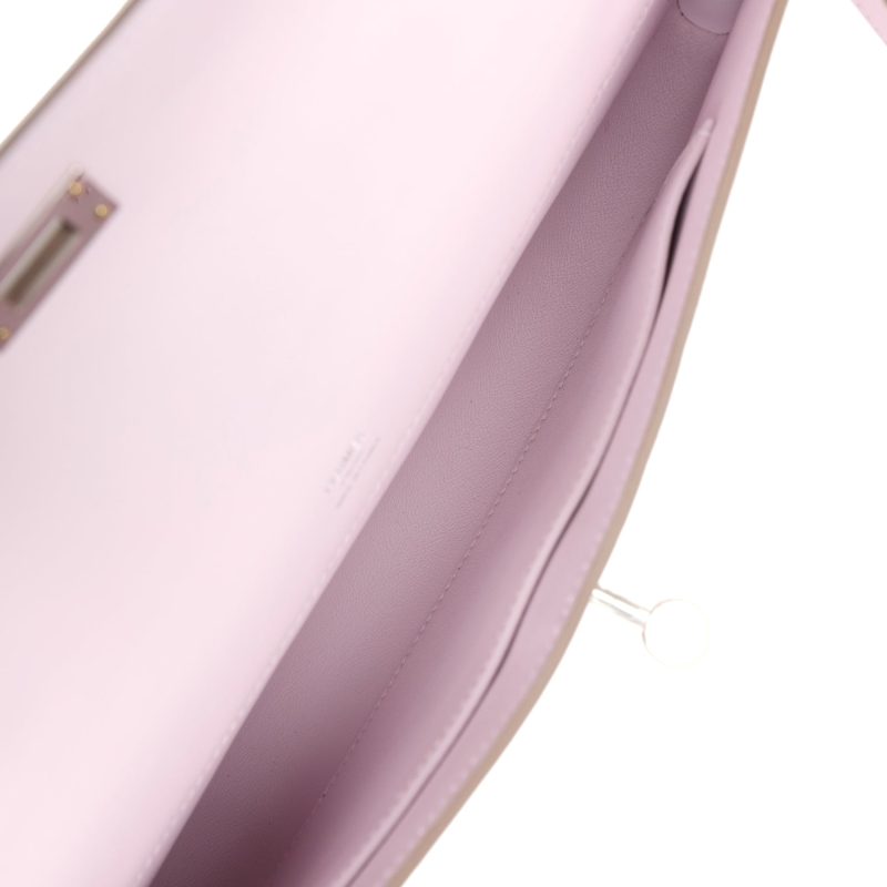 Hermes Kelly Cut Mauve Pale Swift Palladium Hardware - Image 7