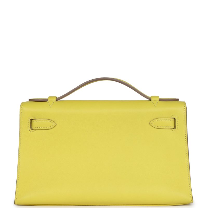 Hermes Kelly Pochette Lime Swift Gold Hardware - Image 5