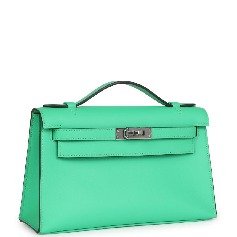 Hermes Kelly Pochette Vert Comics Swift Palladium Hardware - Image 2