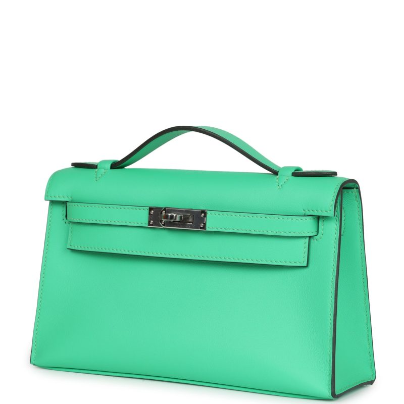 Hermes Kelly Pochette Vert Comics Swift Palladium Hardware - Image 3