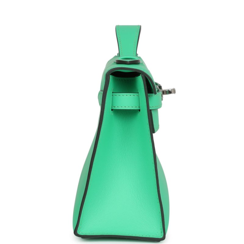 Hermes Kelly Pochette Vert Comics Swift Palladium Hardware - Image 4
