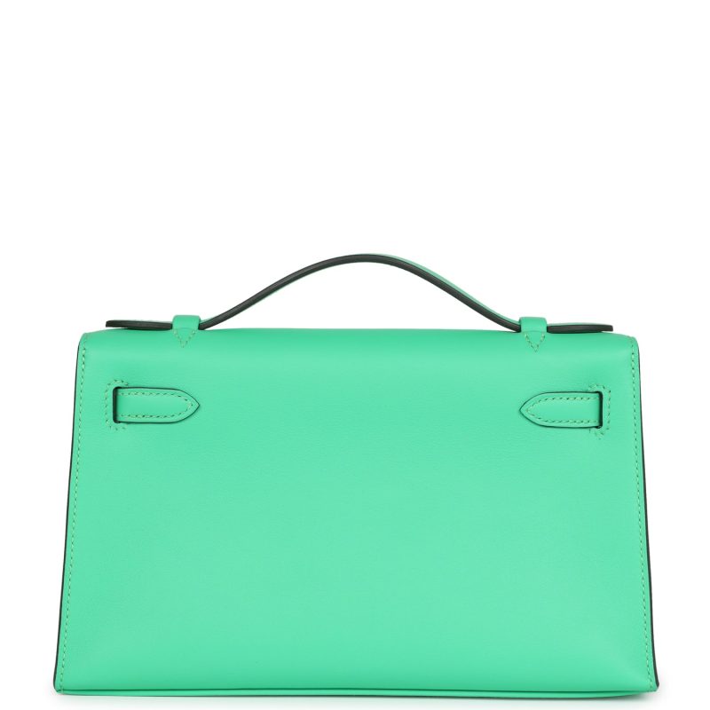 Hermes Kelly Pochette Vert Comics Swift Palladium Hardware - Image 5