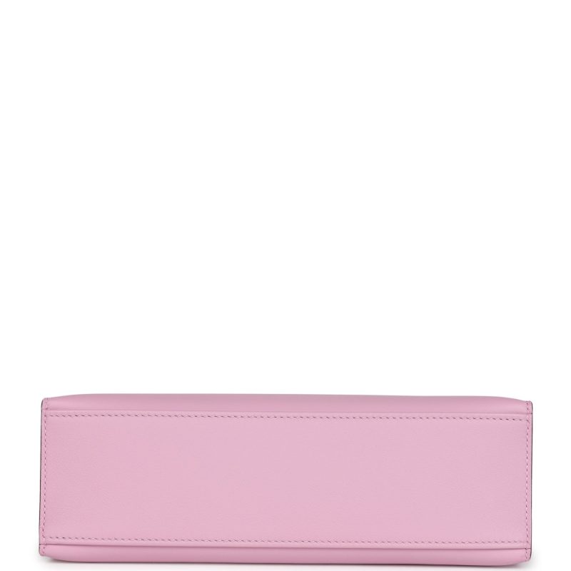 Hermes Kelly Pochette Mauve Sylvestre Swift Rose Gold Hardware - Image 6