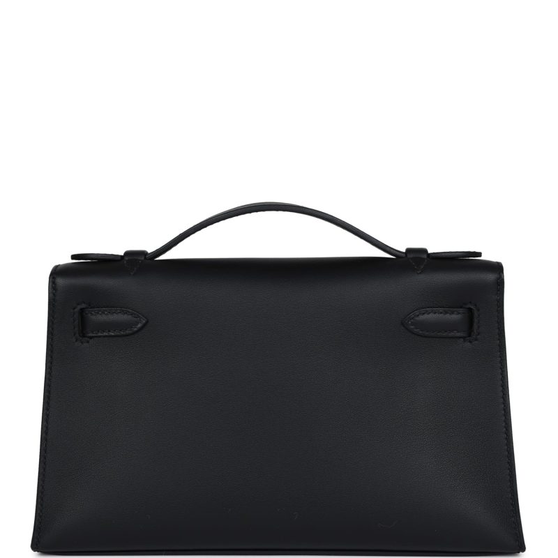 Hermes Kelly Pochette Black Swift Gold Hardware - Image 5