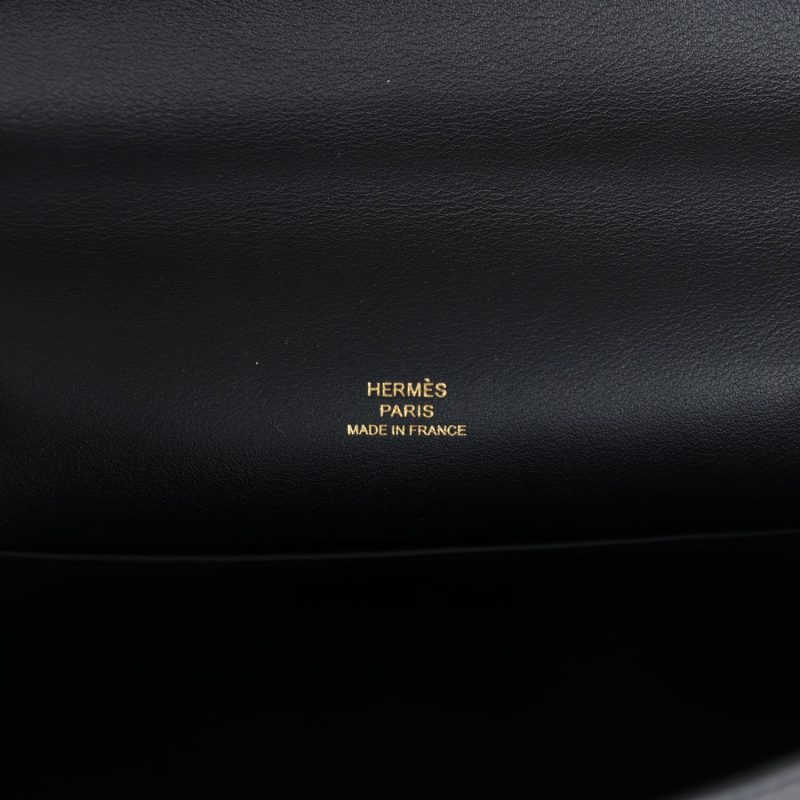 Hermes Kelly Pochette Black Swift Gold Hardware - Image 7