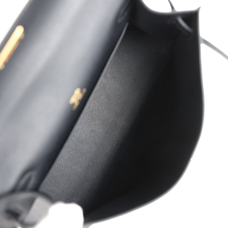 Hermes Kelly Pochette Black Swift Gold Hardware - Image 8