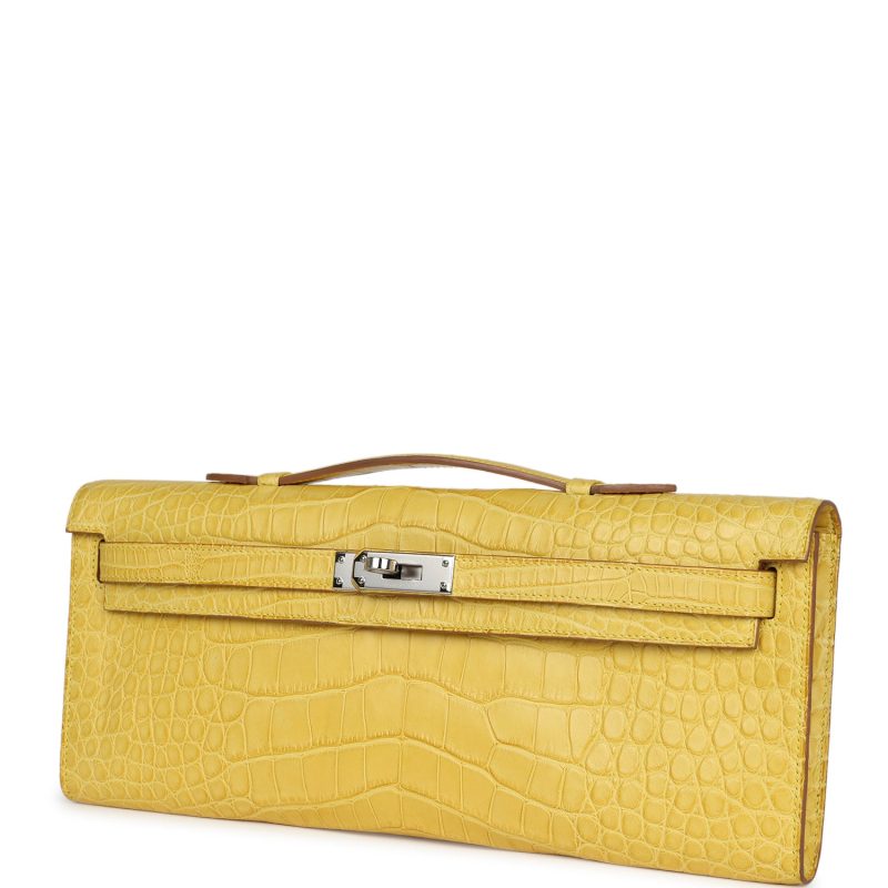 Hermes Kelly Cut Mimosa Matte Alligator Palladium Hardware - Image 3