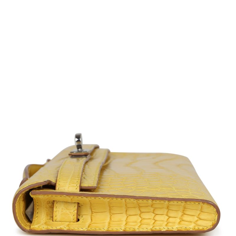 Hermes Kelly Cut Mimosa Matte Alligator Palladium Hardware - Image 5