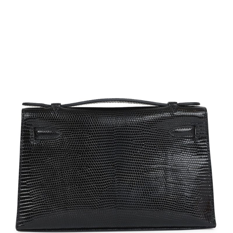 Hermes Kelly Pochette Black Varanus Niloticus Lizard Gold Hardware - Image 5