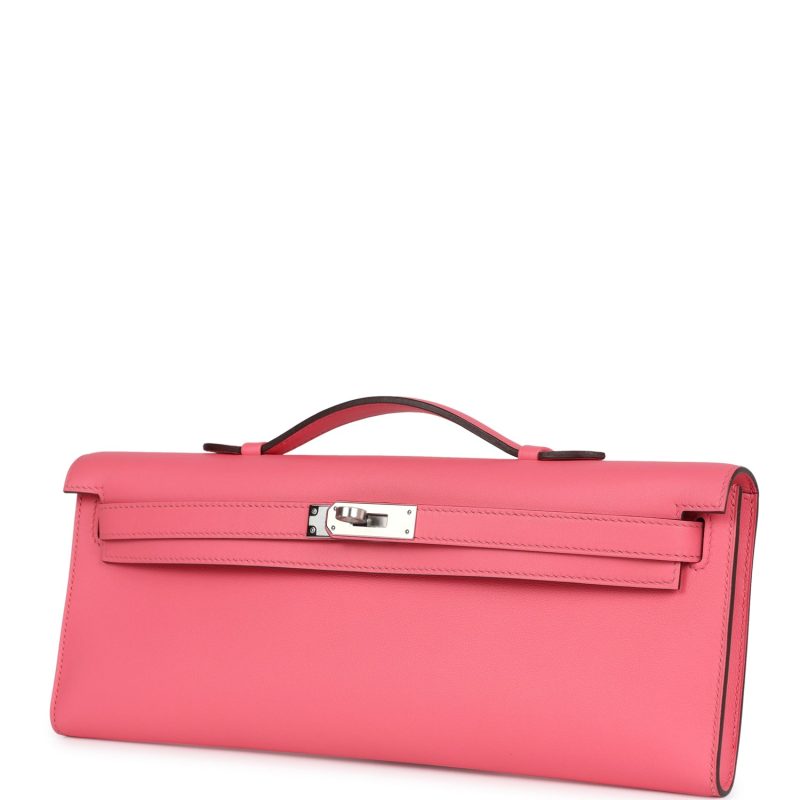 Hermes Kelly Cut Rose Azalee Swift Palladium Hardware - Image 3