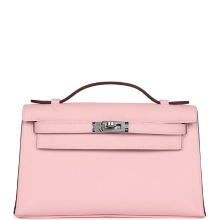 Hermes Kelly Pochette Rose Sakura Swift Palladium Hardware