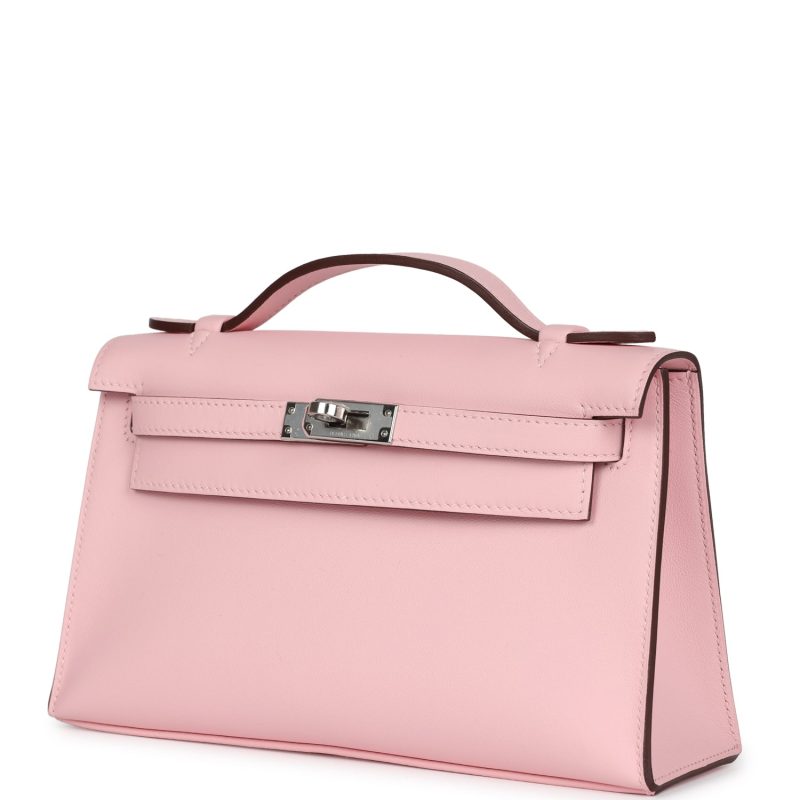 Hermes Kelly Pochette Rose Sakura Swift Palladium Hardware - Image 3