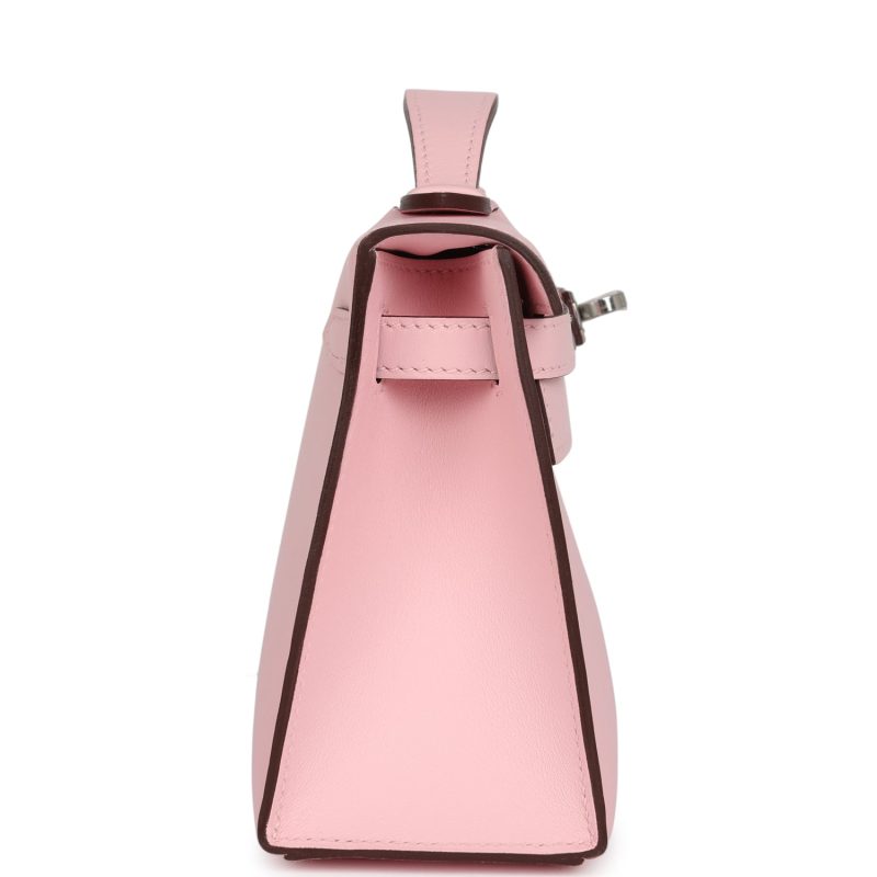 Hermes Kelly Pochette Rose Sakura Swift Palladium Hardware - Image 4