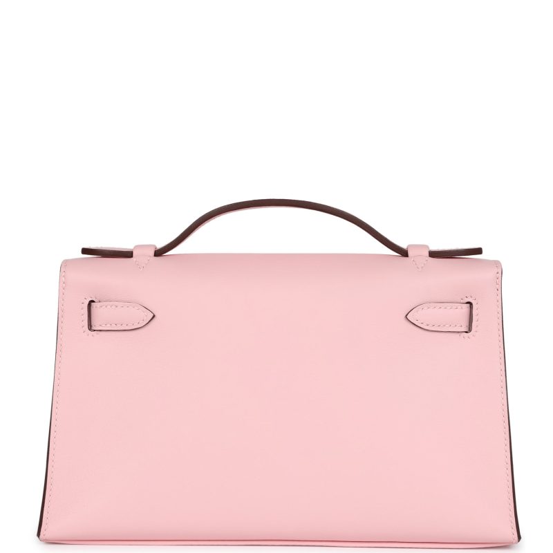 Hermes Kelly Pochette Rose Sakura Swift Palladium Hardware - Image 5