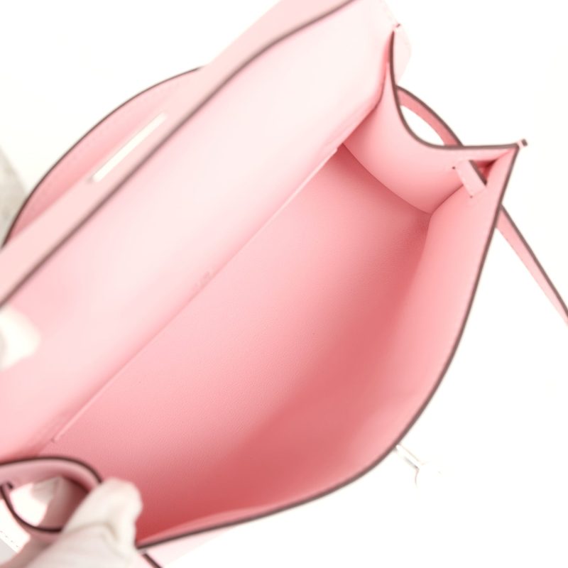 Hermes Kelly Pochette Rose Sakura Swift Palladium Hardware - Image 8
