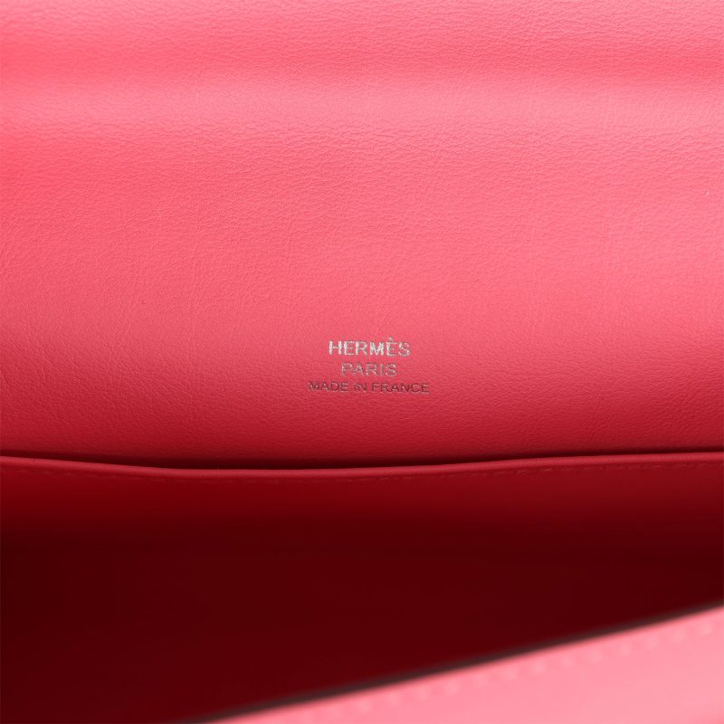Hermes Kelly Pochette Rose Azalee Swift Palladium Hardware - Image 6