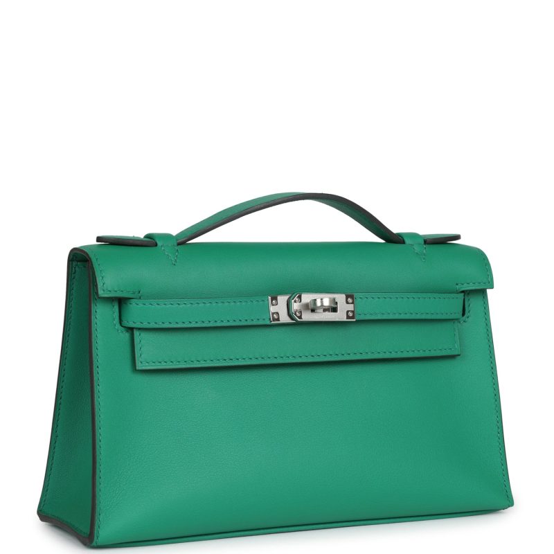 Hermes Kelly Pochette Vert Vertigo Swift Palladium Hardware - Image 2
