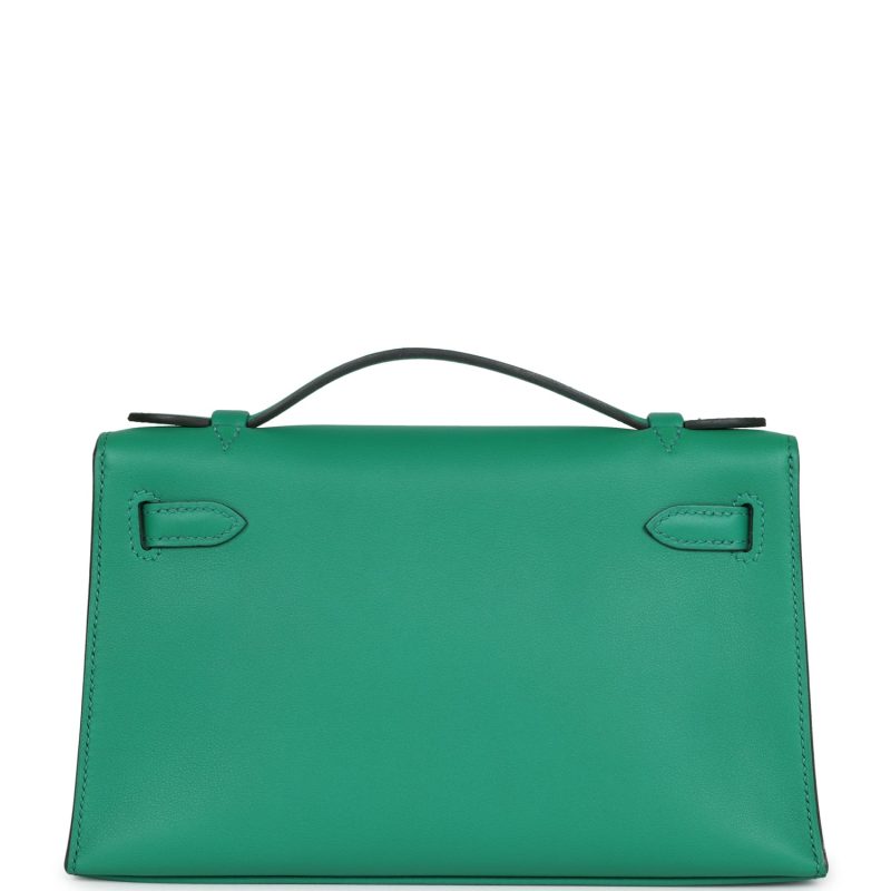 Hermes Kelly Pochette Vert Vertigo Swift Palladium Hardware - Image 4
