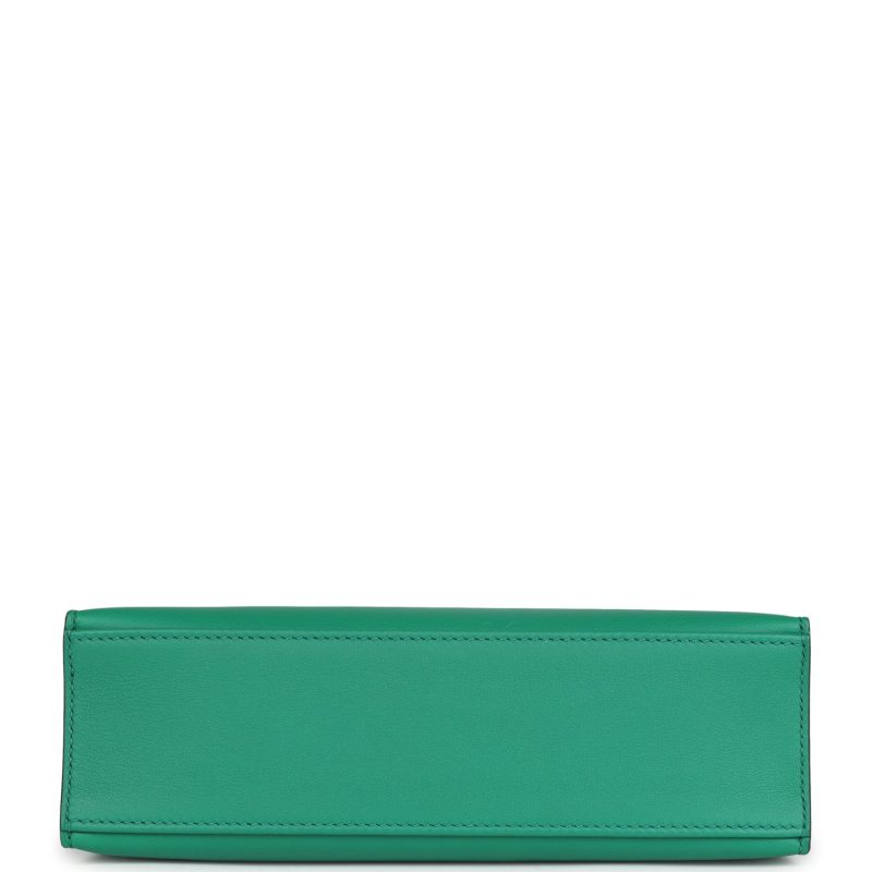 Hermes Kelly Pochette Vert Vertigo Swift Palladium Hardware - Image 5