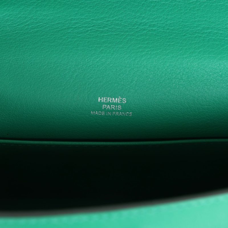 Hermes Kelly Pochette Vert Vertigo Swift Palladium Hardware - Image 6