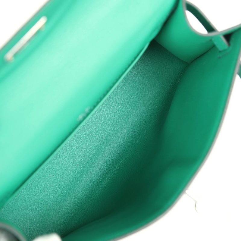 Hermes Kelly Pochette Vert Vertigo Swift Palladium Hardware - Image 7